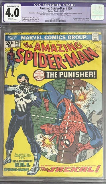 Amazing Spider-Man #129 CGC 4.0 Restored. 1st Appearances of The Punisher