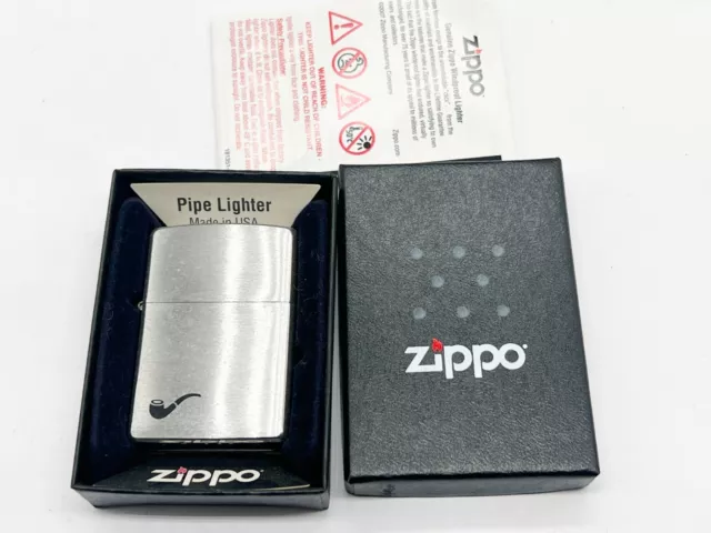 Vintage Retro Zippo Cigarette Lighter Boxed Nos Old Stock - Pipe Silver