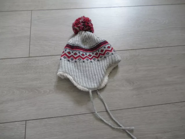 Bonnet péruvien gris et rouge avec pompon Obaibi Taille 1 mois 41 cm 3