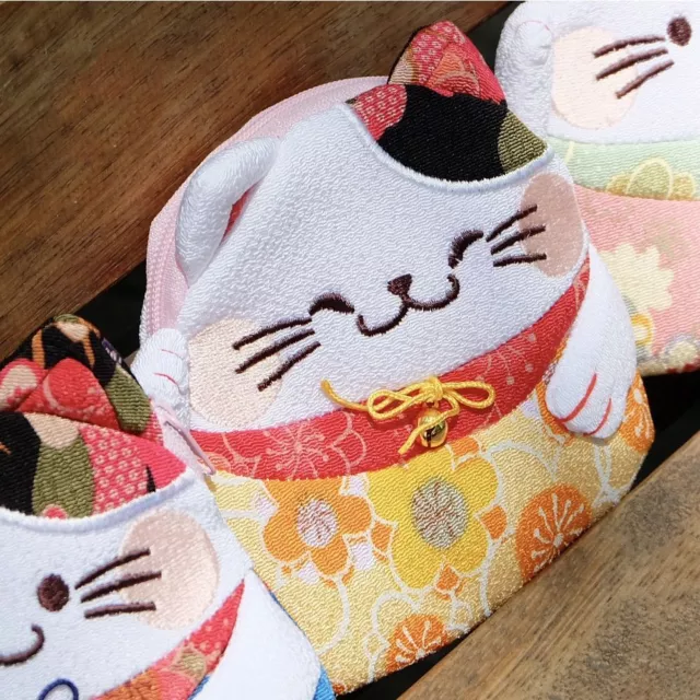 Japanese Style Lucky Cat Clutch Bag Zipper Card Holder  Outdoor