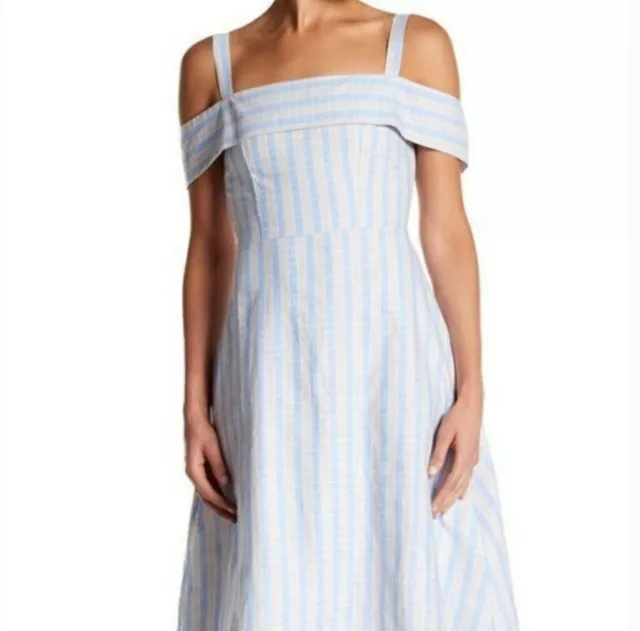 NSR Blue Striped Cold Shoulder A-Line Dress Size XL NEW B1