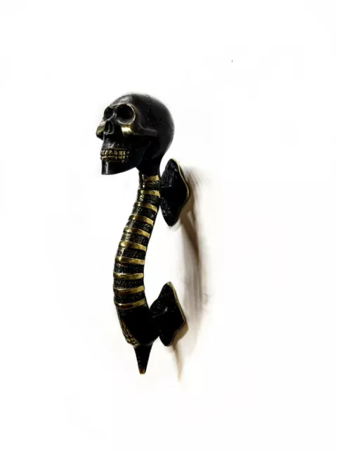 Large Door Handle, A Pair Golden Skull door handle, Brass black skull door