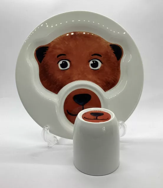 Villeroy & Boch Bear Animal Friends Child Kids Divided Plate & Nose Mug Toddler