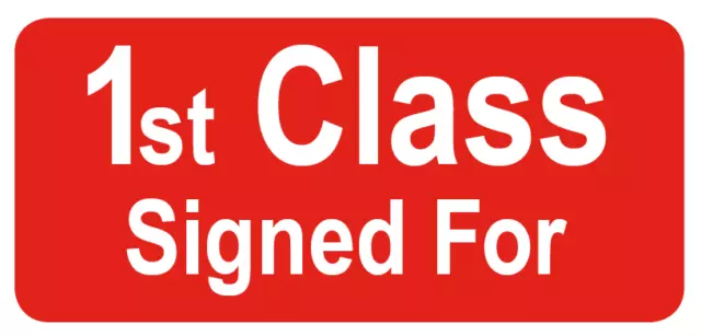 1st Classe Signé Pour - Petit Rouge Vif Emballage Stickers - Adhésif Étiquettes