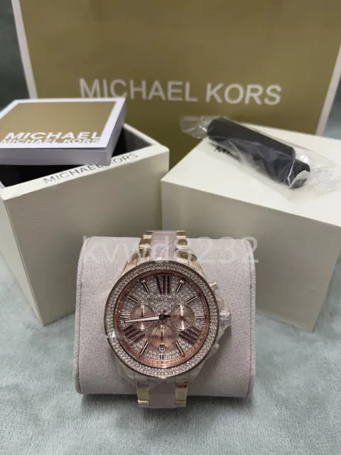 Michael Kors MK6096 Wren Chronograph Rose Gold Crystal Pave Quartz Women's Watch