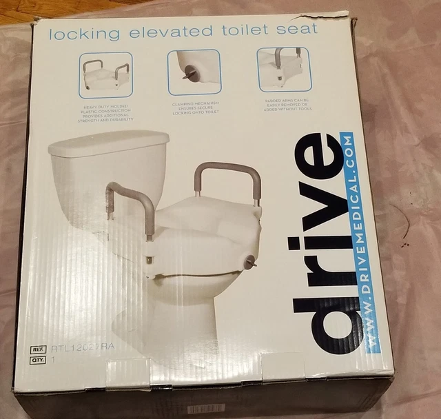 DRIVE MEDICAL ELEVATED Raised Toilet Seat with Removable Padded Arms