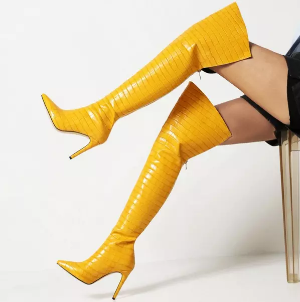 Womens Stiletto Heels Pointy Toe Over Knee Thigh High Boots Zip Party Sexy Shoes