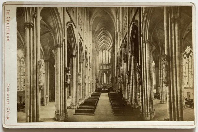 ALLEMAGNE Cologne Intérieur de la Cathédrale Photo Th. Creifelds Vintage c1870