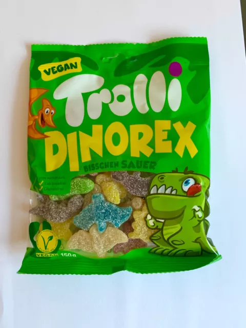 Pack of Dinosaur sour jelly sweets. Vegan suitable. 150g.