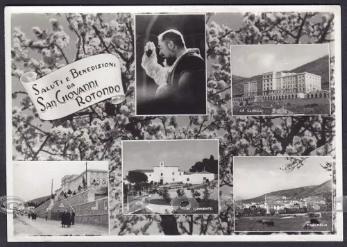 FOGGIA SAN GIOVANNI ROTONDO 07 SALUTI da... VEDUTINE Cartolina FOTOGR viagg 1967