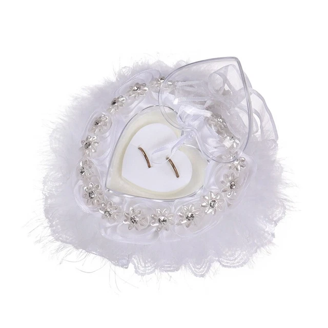 Flower Decorated Box Bearer Pillow Lace Cushion Wedding Decor
