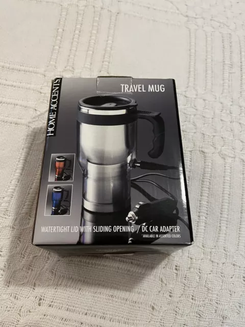 HOME ACCENTS Travel Mug 16oz Stainless Steel Hot or Cold with DC Adapter