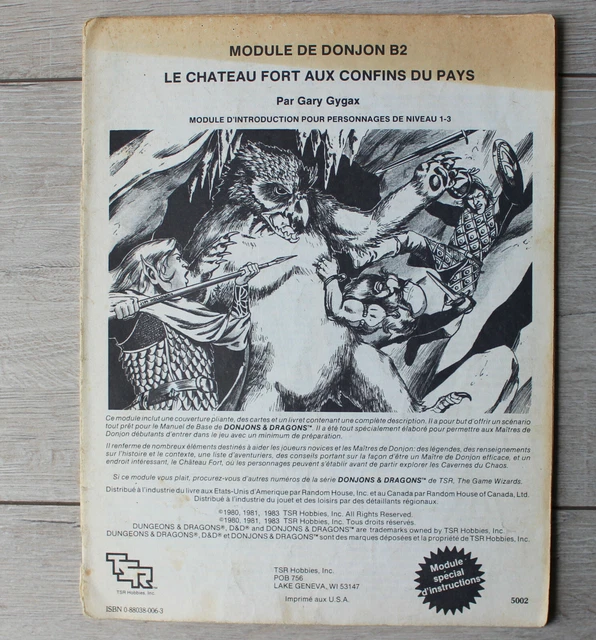 Le Chateau Fort Aux Confins Du Pays D&D Donjons & Dragons Module De Donjon B2