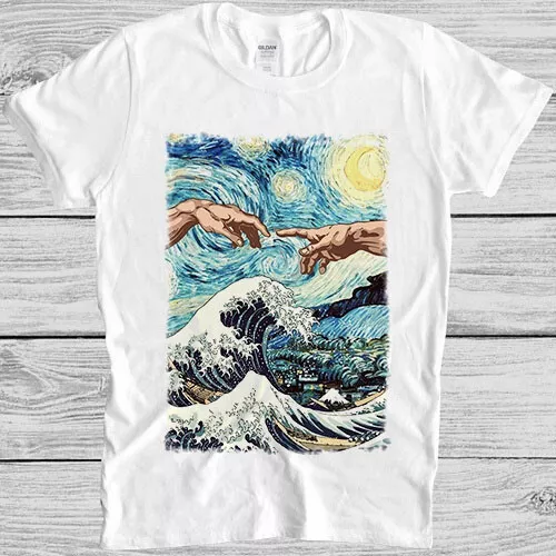 Kanagawa Hands Of God Starry Nights Van Gogh Meme Gift Top Tee T Shirt M1028