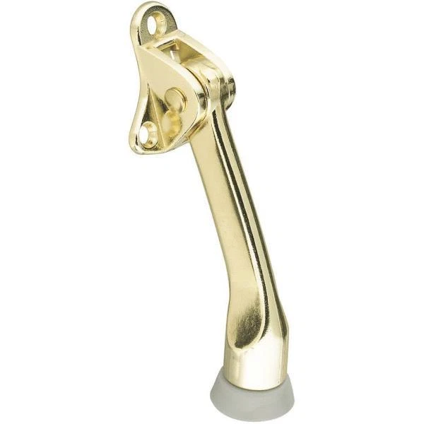 5 Pk Die Cast Brass Finish 4" Kickdown Rubber Tipped Door Stop Holder N184259