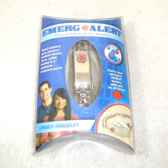 Pulsera de joyería de identificación médica EMERG ALERT unisex de lujo llevar historial médico