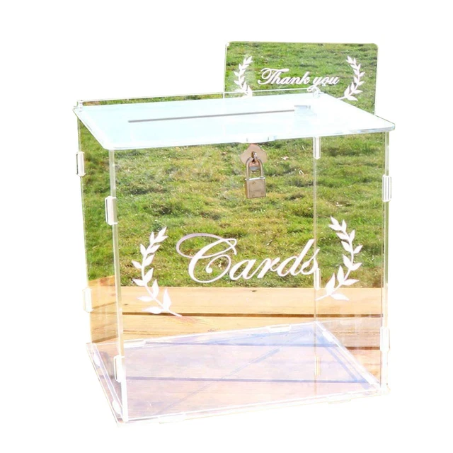 ACRYLIC WEDDING CARD box Card Boxes with Lock Gift Card Box Money Box