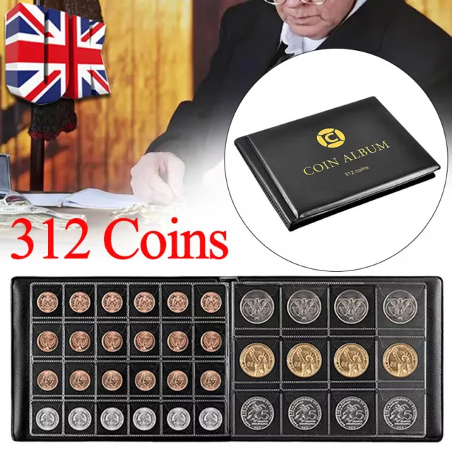 312 Coin Album Book Coins Folder 50P Storage Collection Holder Money Penny G