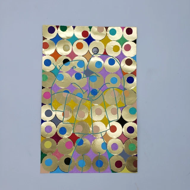 Graffiti art original abstract sticker Collage pop art by nyc street Artist PUKE