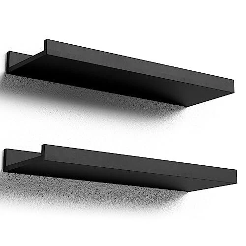 Floating Shelves Wall Mounted Set of 2, Modern Wall Shelves for 15.7 In Black
