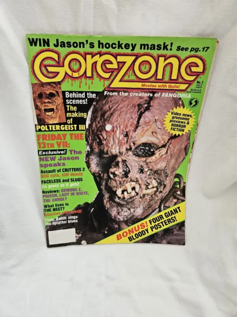 RARE! VG+ GoreZone #2 1988 Friday the 13th Critters 2 Day of the Dead POSTERS