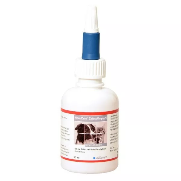 HexoCare Zahnpflegegel 50ml alfavet Hund Katze Zahnpflege Chlorhexidin Tris-EDTA