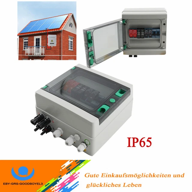 Solar PV Combiner Box Plastic 15A 2String 550VDC Circuit Breaker for Solar Panel