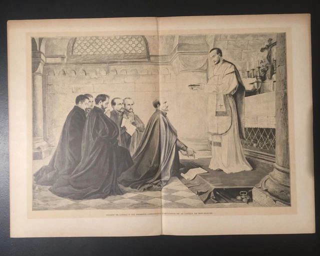 HOLY CARD LAMINA Antique Grande De San Ignacio De Loyola Estampa 