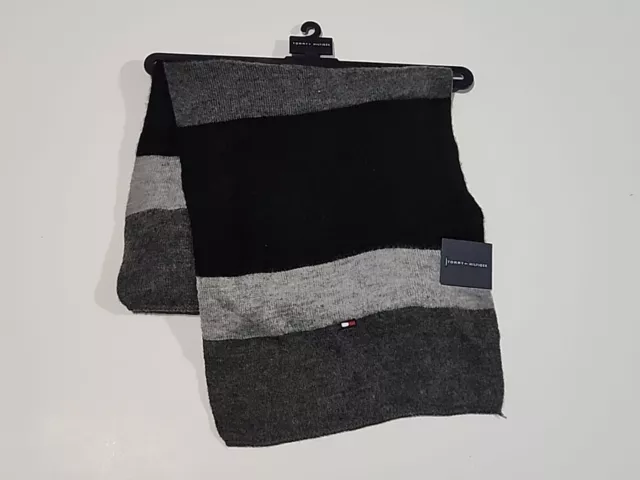 Tommy Hilfiger Men's Acrylic Black Grey Winter Scarf One Size