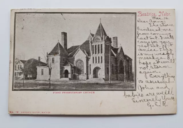 VINTAGE REAL PHOTO Postcard RPPC First Presbyterian Church Beatrice ...