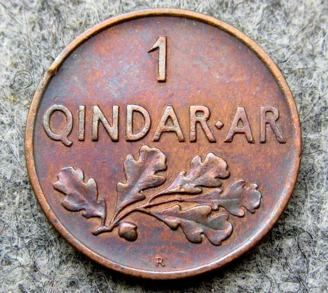 ALBANIA ZOG I 1935 1 Qindar Ar, BRONZE