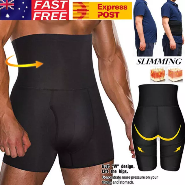 Men High Waist Boxer Shorts Tummy Slimming Compression Body Shaper Girdle Pants