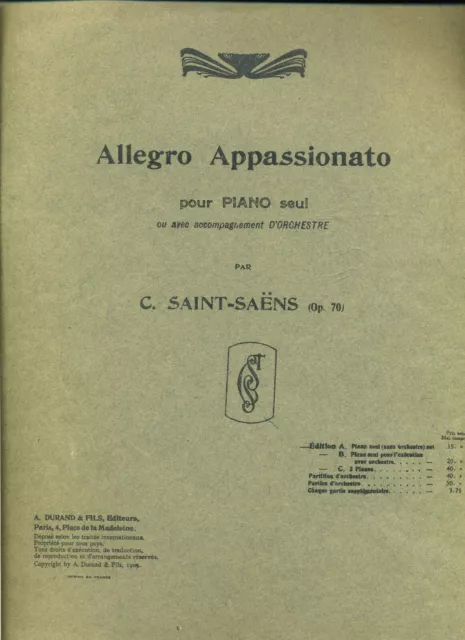 Allegro Appassionato pour piano  Camille Saint-Saens 1905