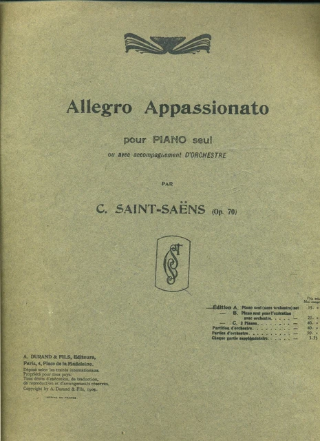 Allegro Appassionato pour piano  Camille Saint-Saens 1905