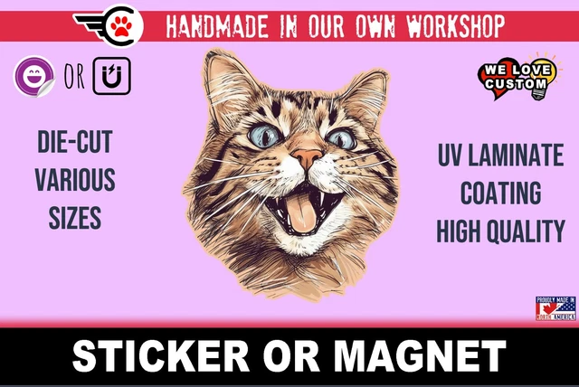 Cats Die-Cut sticker or magnet in various widths, 3" to 9"