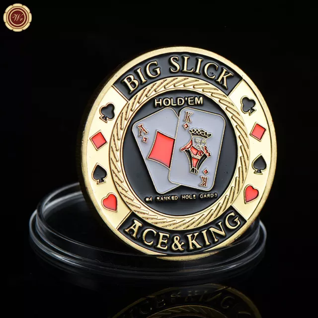 Big Slick Ace & King Casino Poker Card Guard Protector Gold Souvenir Coin