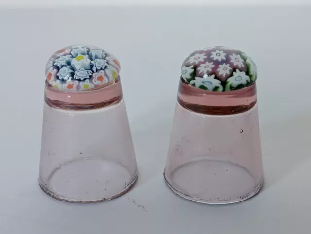 (423) 2 Caithness Glass Millefiori Thimbles