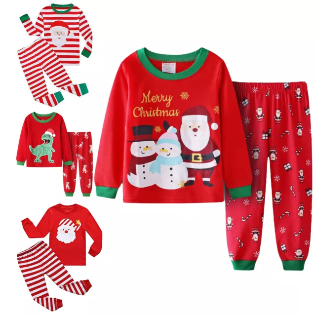 Jungen Mädchen Weihnachtspyjama Kinder Pyjamas Set Weihnachten Schlafanzug Pjs