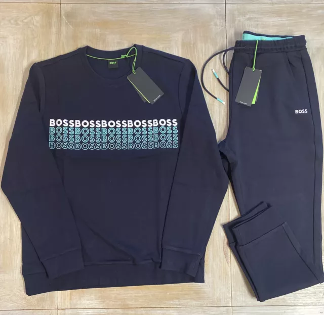 Hugo Boss Mens Tracksuit Large Suit Set RRP £199 Boss Sweatshirt & Joggers