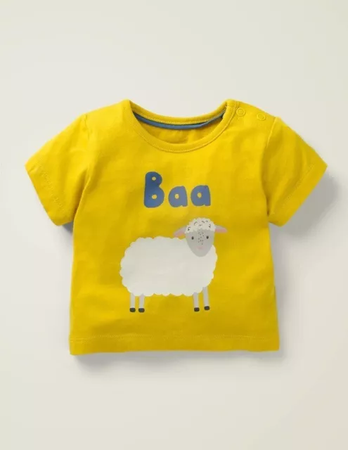 MINI BODEN Baby Animal Logo T Shirt Age 6-12 Month Yellow Sheep NEW SAMPLE