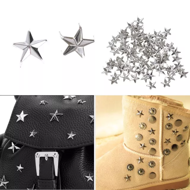 Silver Sewing Decoration Leather Craft Studs Spikes Star Rivets Spots Nailhead