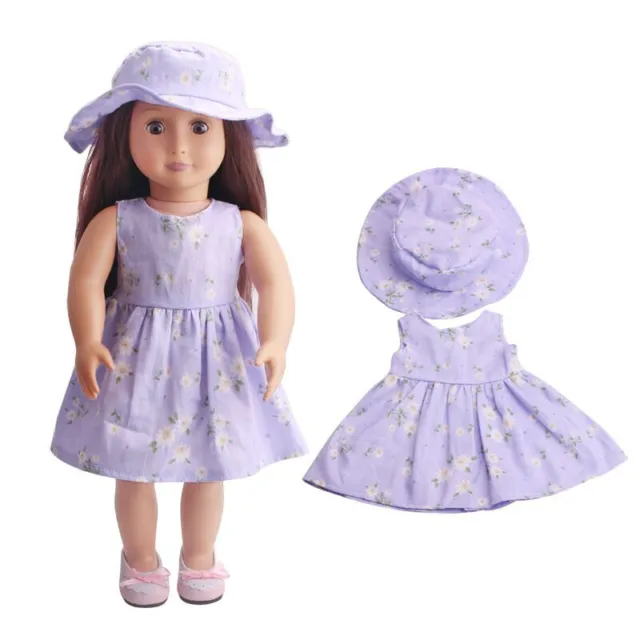 Countryside Floral Clothes Set For 18inch American Doll Flower Dress Hat Outfits 2