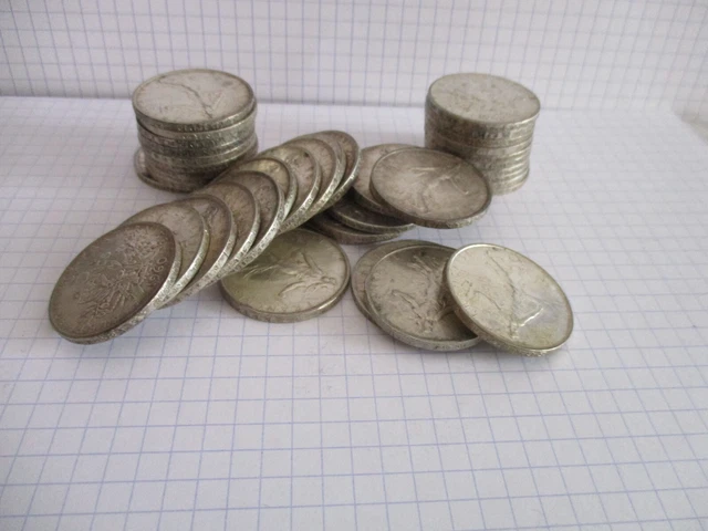 Lot de  40 pièces de 5 francs Semeuse Argent - Années variées - TTB état -