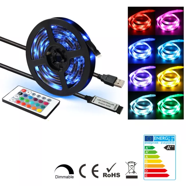 LED RGB Strip Light USB Remote Control+TV Back Lighting Kit  60SMD/m 12V 0.5-5m