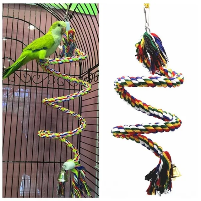 Papagei Kletterseil Vogelspielzeug für Papageien Bunte Baumwollseil Schaukel 2