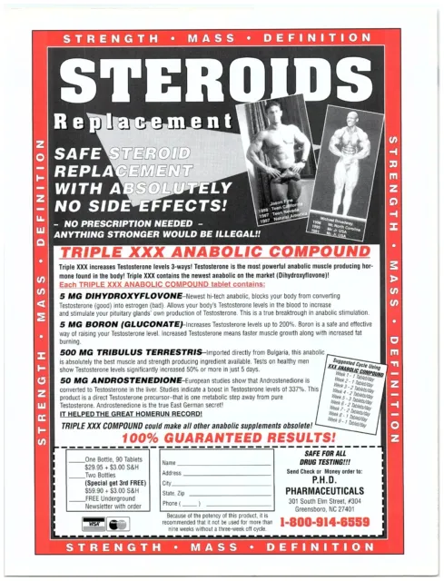 2000 Steroids Replacement Print Ad, Jason Fine, Michael Broadway Bodybuilders