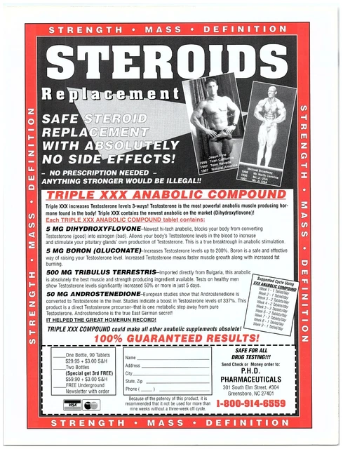 2000 Steroids Replacement Print Ad, Jason Fine, Michael Broadway Bodybuilders