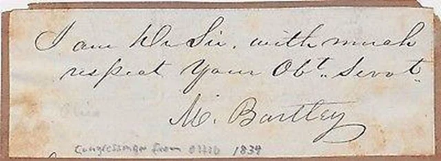 Mordecai Bartley Ohio Governor Congress War 1812 Officer Autograph Signature