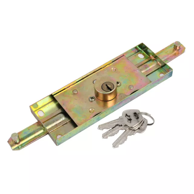11-inch Length Vertical Keyway Rolling Shutter Roller Latch Door Lock Gold Tone