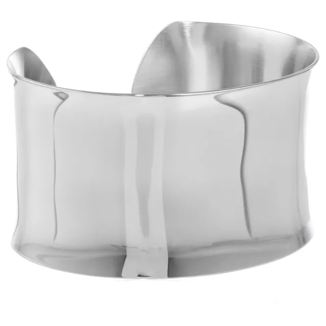 1.50 Inches Wide Cuff Bangle Bracelet in Stainless Steel - 6.75 Inches Long